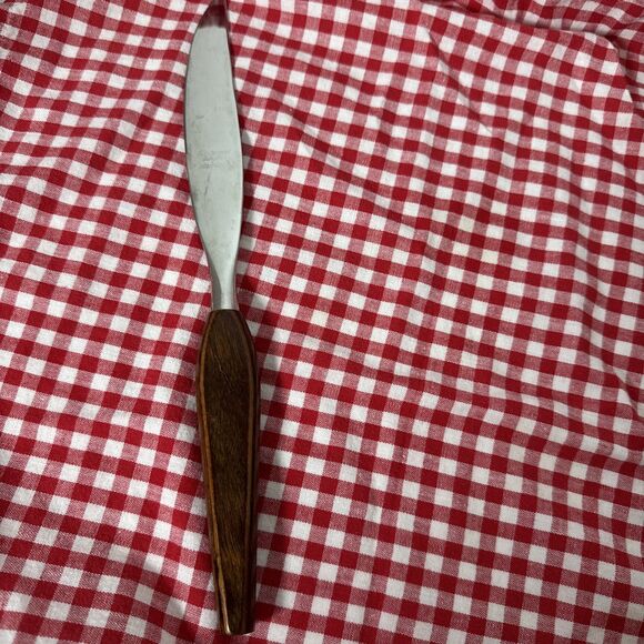 Fleetwood Stainless Steel Serving Knife MCM Rose Wood Handle 11.5”Long Excellent - Picture 7 of 8